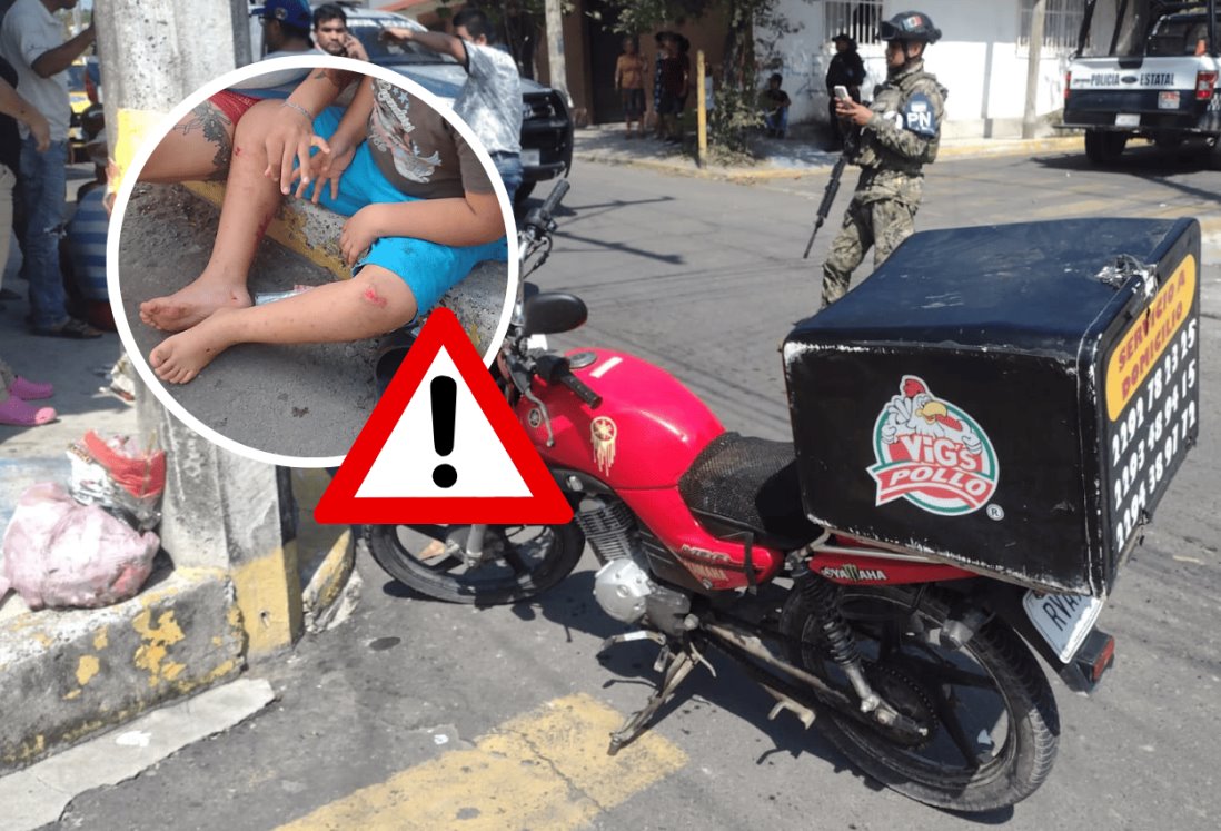 Motociclista atropella a niño en colonia de Veracruz