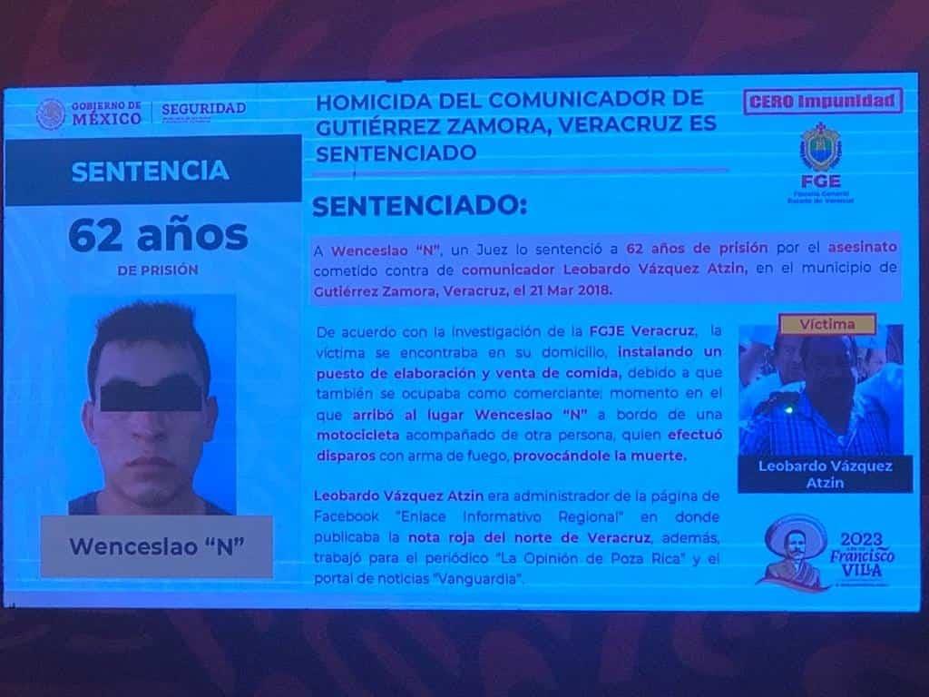 Destacan sentencia de asesino de periodista en Veracruz en la mañanera