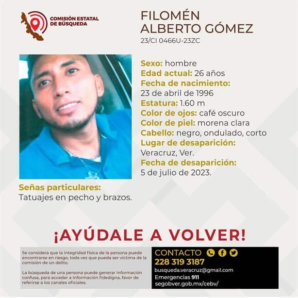 Filomén lleva desaparecido desde 7 días en el puerto de Veracruz; urge su localización