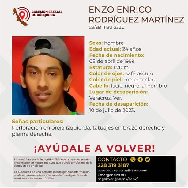 Buscan a Enzo Enrico en Veracruz, tiene 5 días desaparecido