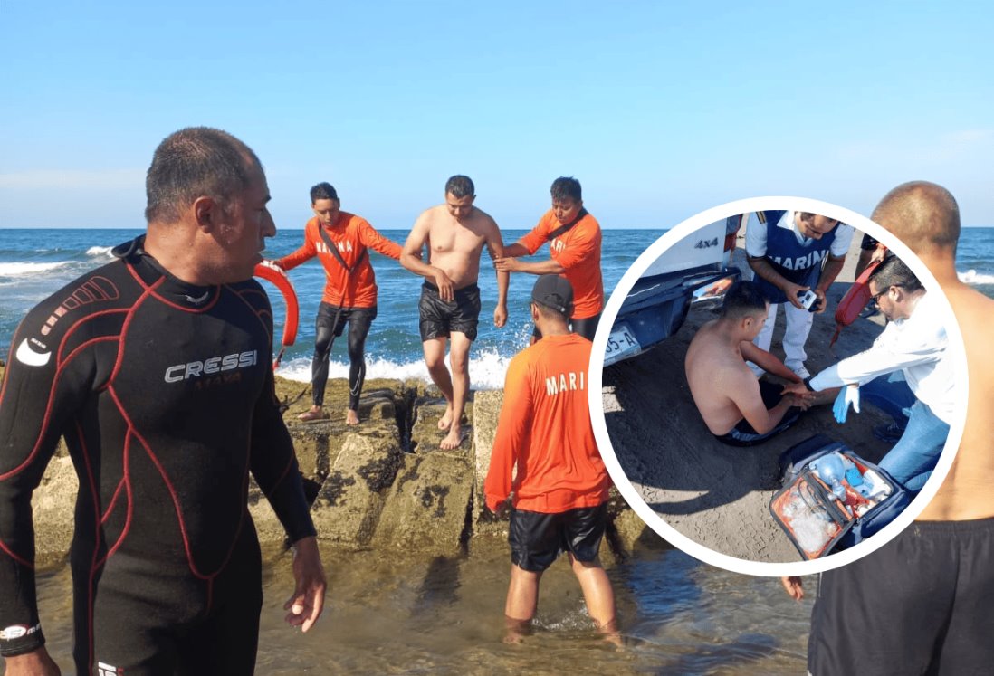 Rescatan a turista a punto de morir ahogado en playa de Chachalacas