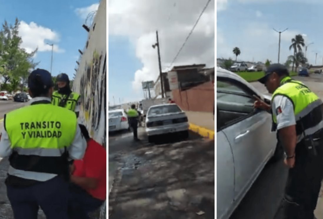 Resistencia Veracruzana obliga a quitar retén de Tránsito en calle de Veracruz | VIDEO