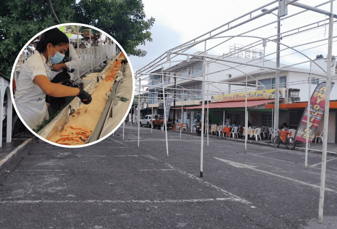 Colocan estructuras para el filete relleno de mariscos, en Boca del Río