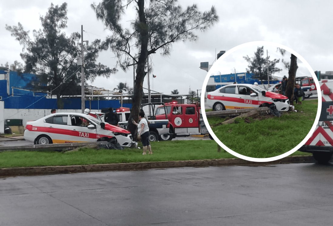 Taxi derrapa y patina en el bulevar Fidel Velázquez, en Veracruz