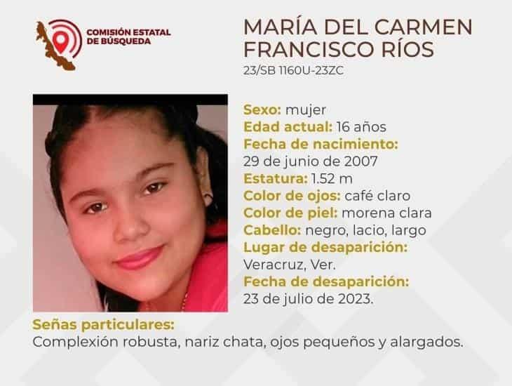 Buscan a María del Carmen de 16 años, desapareció en Veracruz