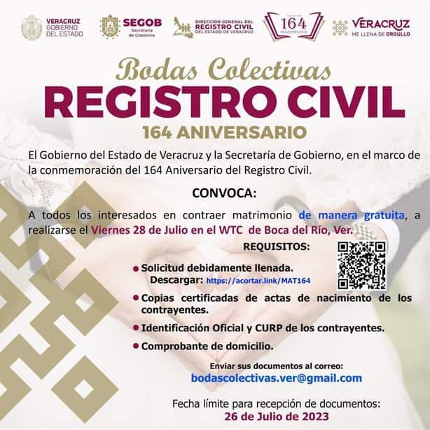 ¿Quieres casarte? Estos requisitos necesitas para inscribirte a las bodas colectivas en el WTC