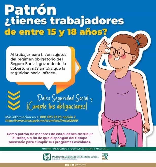 Informa IMSS sobre el aseguramiento de trabajadores menores de edad