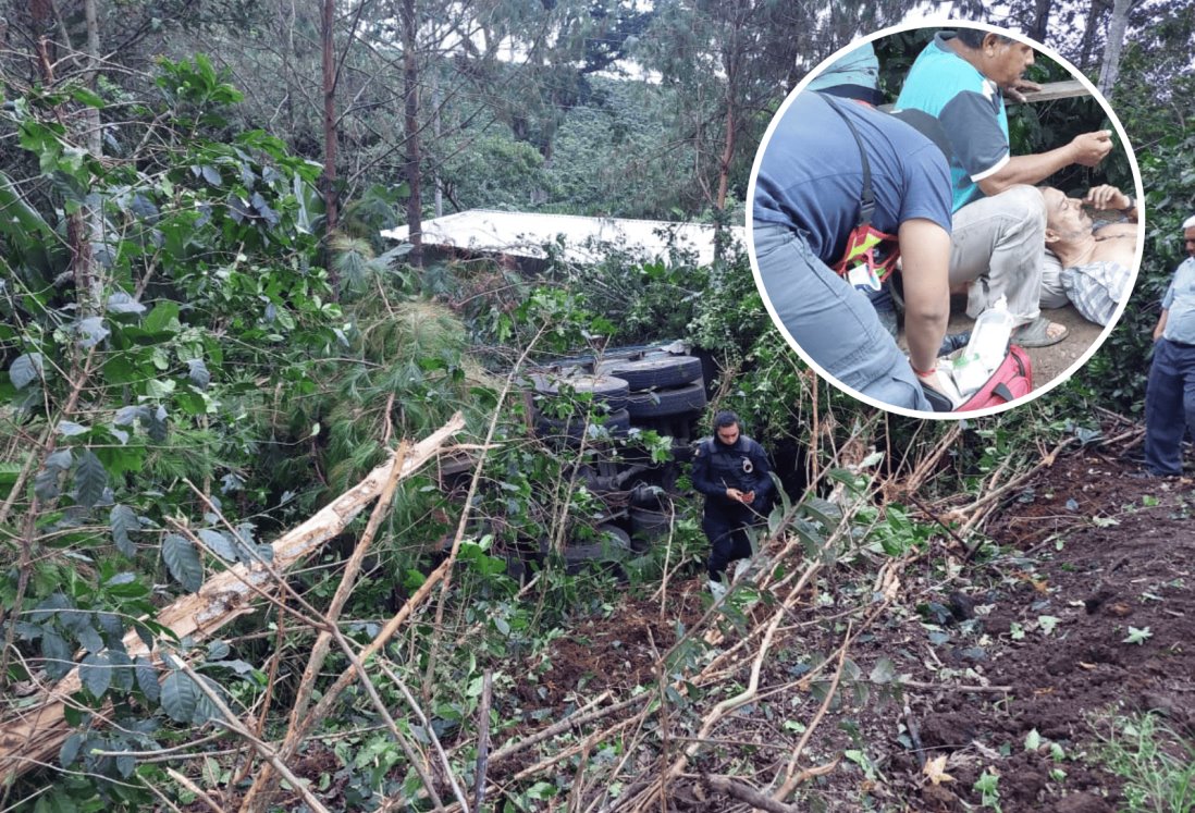 Vuelca camión cargado con abono en Totutla; hay 3 heridos