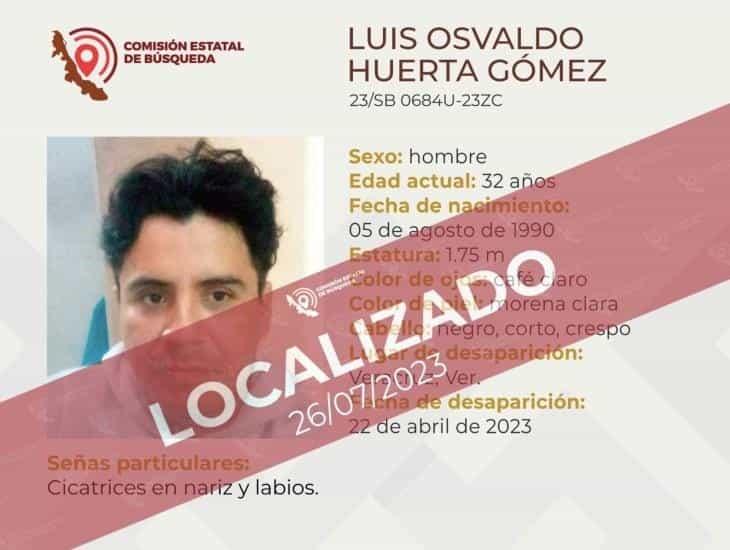 Localizan a Luis Osvaldo en la ciudad de Veracruz; estaba desaparecido desde abril