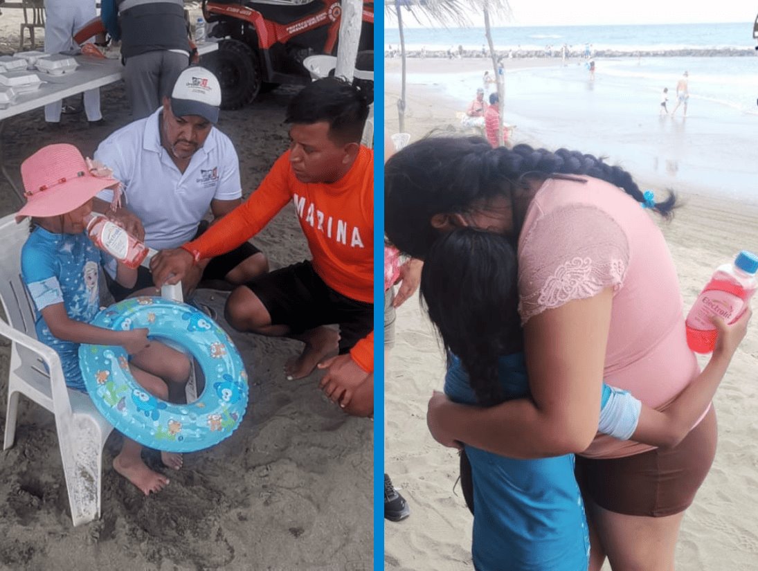 Localizan a niña perdida por su mamá en playa de Chachalacas