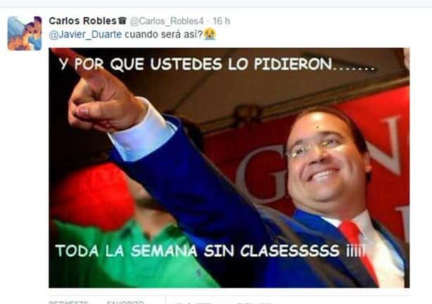 Javier Duarte recuerda en redes cuando cancelaba clases por lluvias en Veracruz