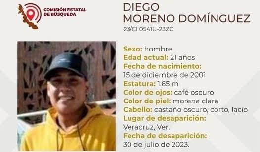 Diego tiene más de una semana de desaparecido en Veracruz