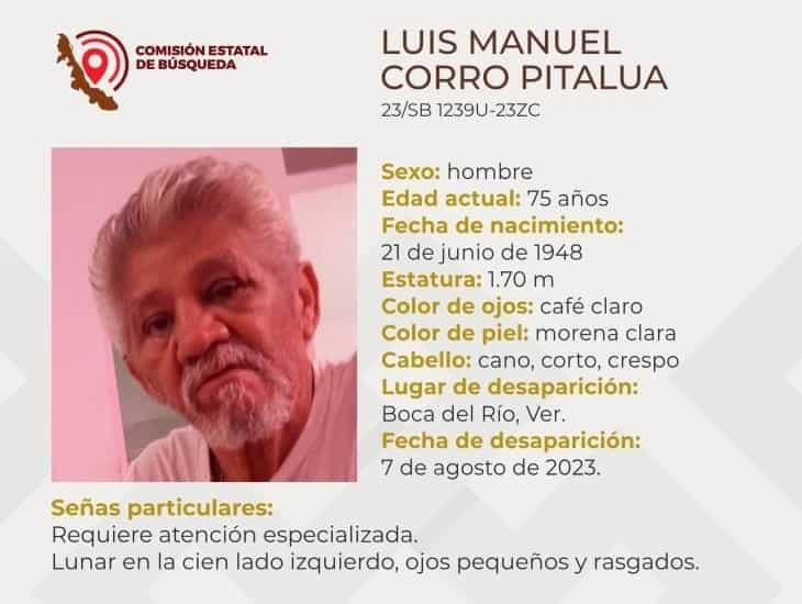 Desaparece abuelito en Boca del Río; requiere atención especializada