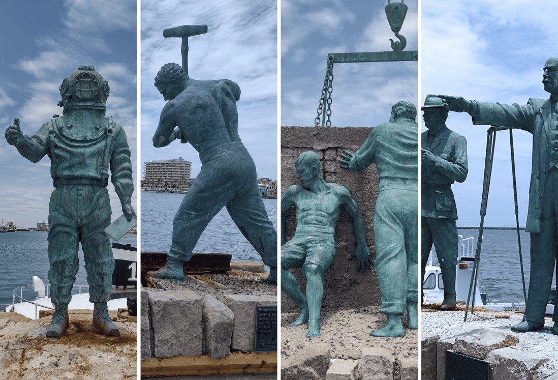Esto representan las esculturas colocadas en el muelle del Malecón de Veracruz
