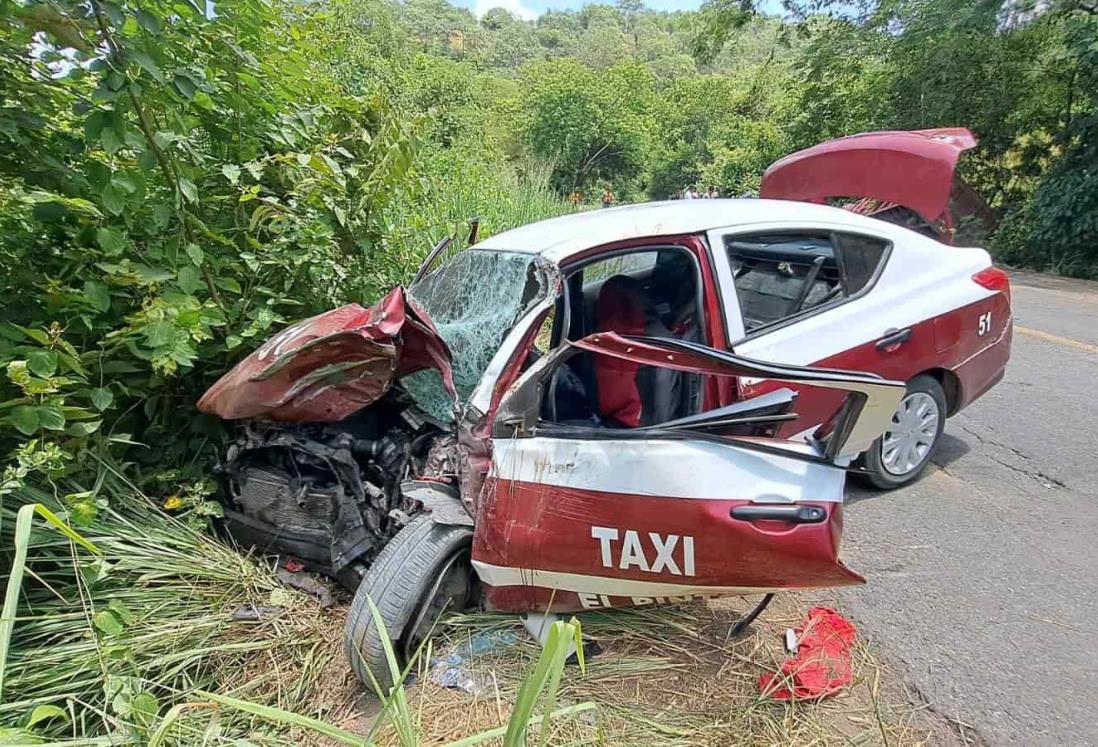 Taxi se impacta contra tortón en Chalma, Veracruz; hay 4 muertos