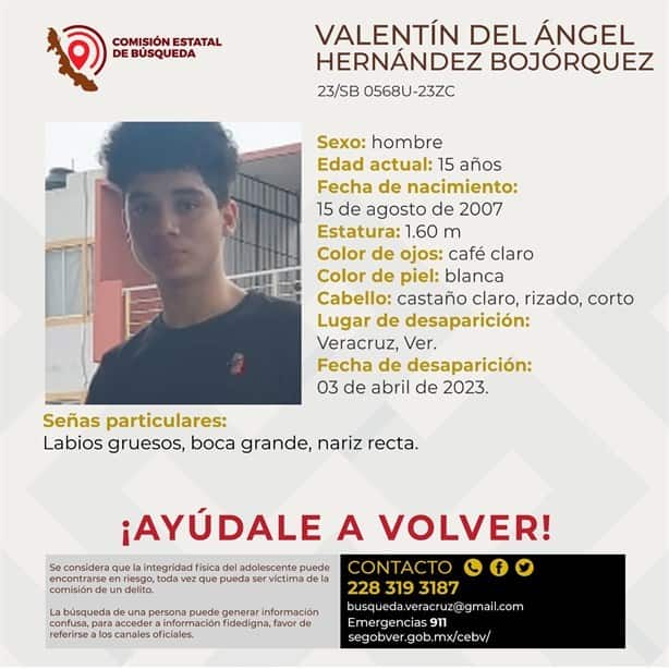 Valentín es buscado en Veracruz por su familia desde hace 4 meses