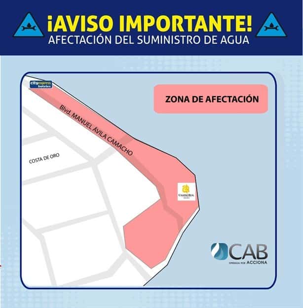 Se quedará sin agua zona hotelera de Boca del Río, alerta CAB