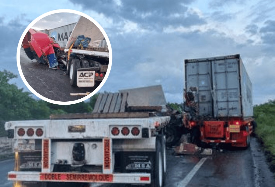 Choque entre 2 tráilers deja un lesionado en Puente Nacional