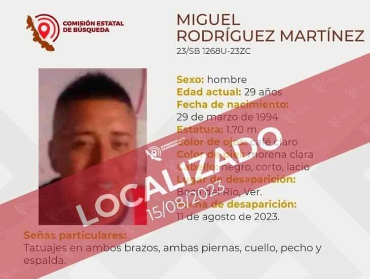 Localizan a Miguel Rodríguez en Boca del Río; tenía 4 días desaparecido