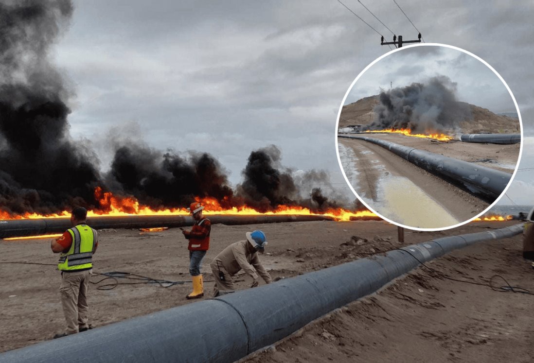 Huracán Hilary provoca incendio en ducto de Baja California