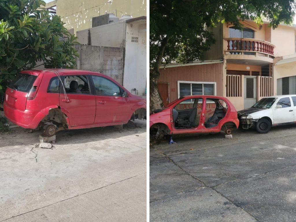 Van contra vehículos macetas en Nanchital