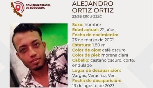 Desaparece el joven Alejandro Ortiz en la comunidad Vargas, Veracruz