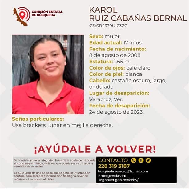 Karol Ruiz de 17 años desapareció en Veracruz; urge su localización