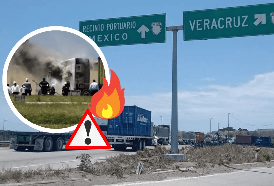 Se incendia un tracto camión en Recinto Portuario de Veracruz