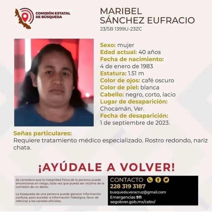 Desaparece Maribel en Chocaman