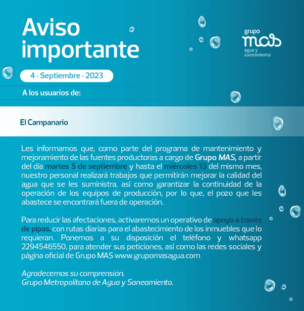 Esta colonia de Veracruz no tendrá agua por una semana, reporta Grupo MAS