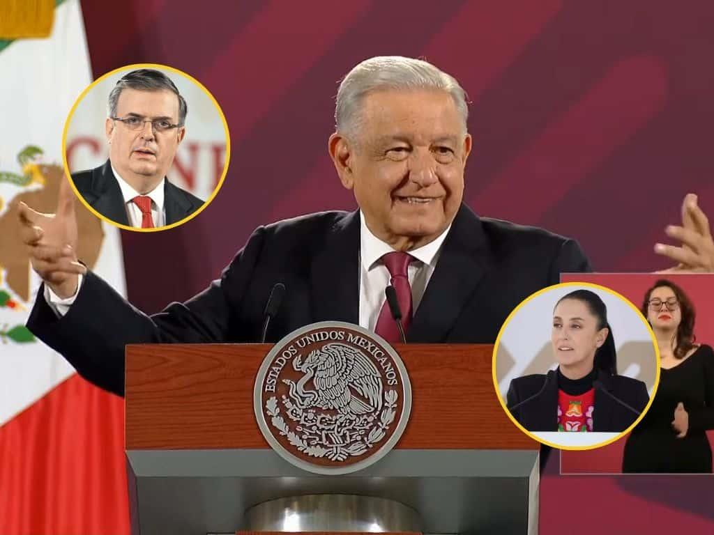 AMLO apoya a Sheinbaum tras triunfo en encuestas; llama a Ebrard a mantener la unión