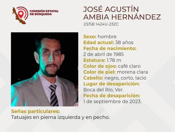 Piden apoyo para localizar a José Agustín, desaparecido en Boca del Río