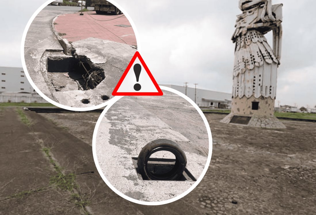 Con registros destapados, así lucen las calles de Ciudad Industrial Bruno Pagliai