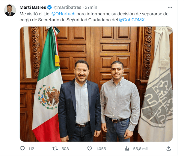 Renuncia Omar García Harfuch a Secretaría de Seguridad de la CDMX
