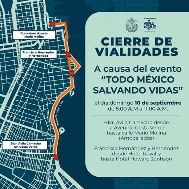 Hay cierre vial en Veracruz este domingo 10 de septiembre