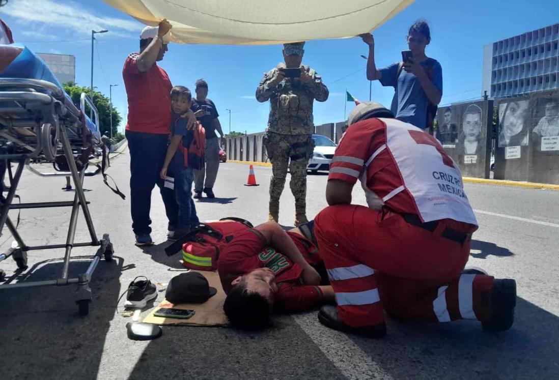 Derrapa motociclista en la avenida Cuauhtémoc, en Veracruz