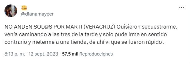 Veracruzana denuncia intento de secuestro por Martí