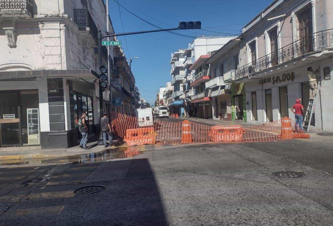 Cierran calles en el Centro Histórico de Veracruz por obras de reparación