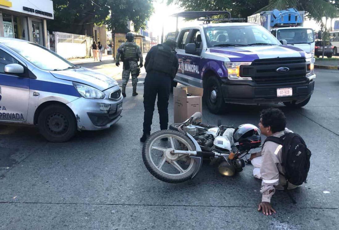 Motociclista herido por choque en colonia Ortiz Rubio de Veracruz