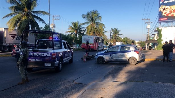 Motociclista herido por choque en colonia Ortiz Rubio de Veracruz