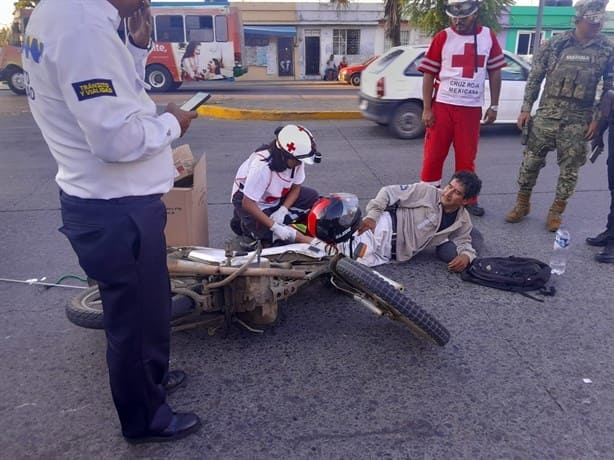 Motociclista herido por choque en colonia Ortiz Rubio de Veracruz