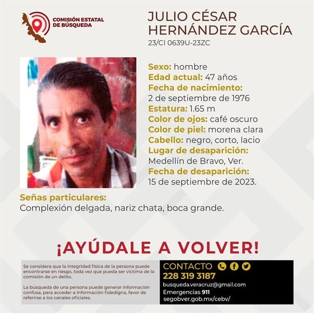 Desaparece Julio César Hernández en Medellín de Bravo