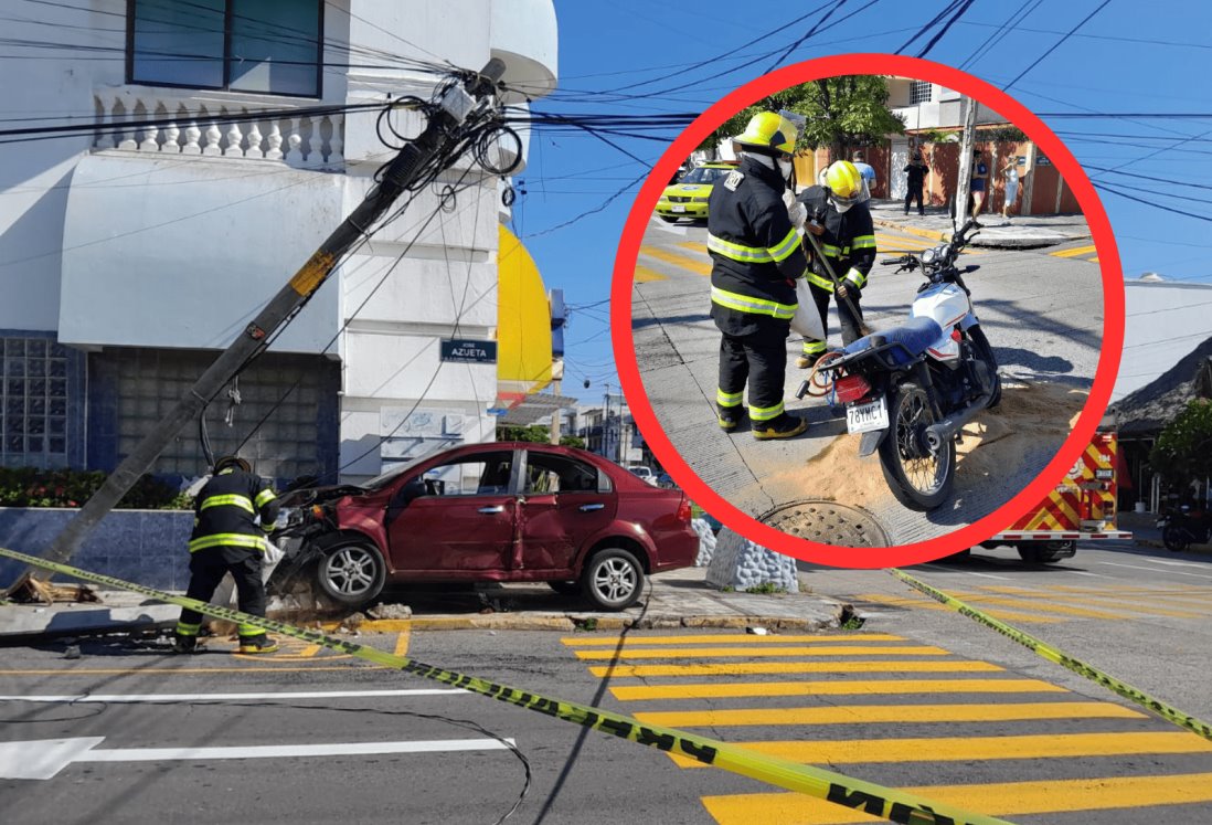 Automóvil atropella a motociclista en la colonia Ricardo Flores Magón, en Veracruz | VIDEO