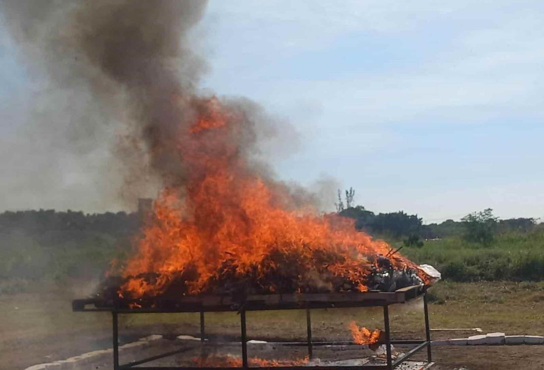 FGR y Semar incineran 257 kilos de droga incautada en Veracruz