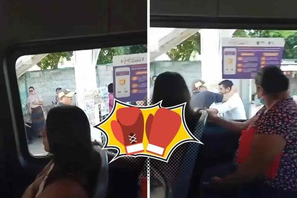 Chofer de combi y pasajero se dan con todo en Minatitlán ¡Hay tiro! (+Video)