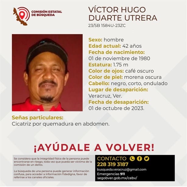 Buscan a Víctor Hugo, desapareció en la ciudad de Veracruz