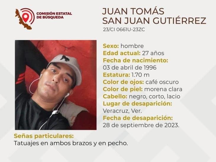 Buscan a Juan Tomás, desapareció en la ciudad de Veracruz