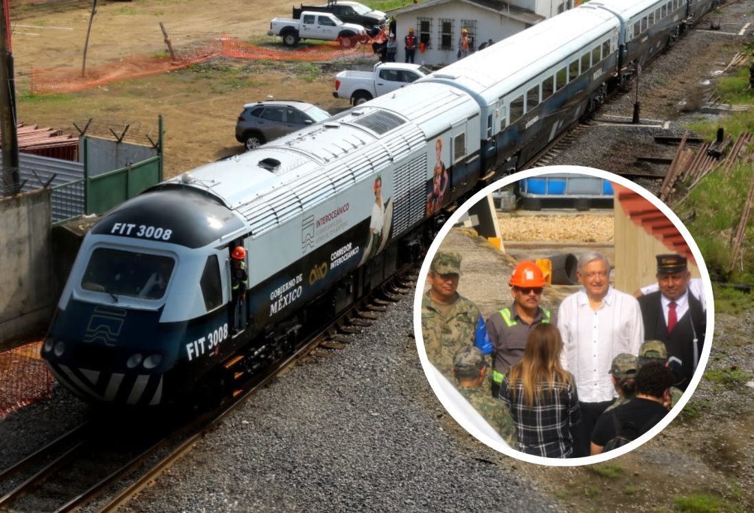 AMLO inicia segundo recorrido de prueba del Tren Interoceánico en Coatzacoalcos, Veracruz