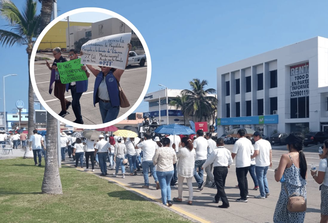 Marchan trabajadores del Poder Judicial, en Veracruz | VIDEO