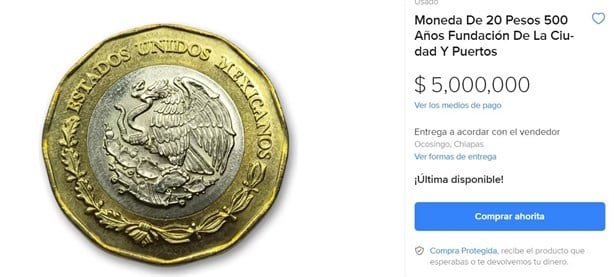 Conoce la moneda del Puerto de Veracruz que se vende por millones de pesos